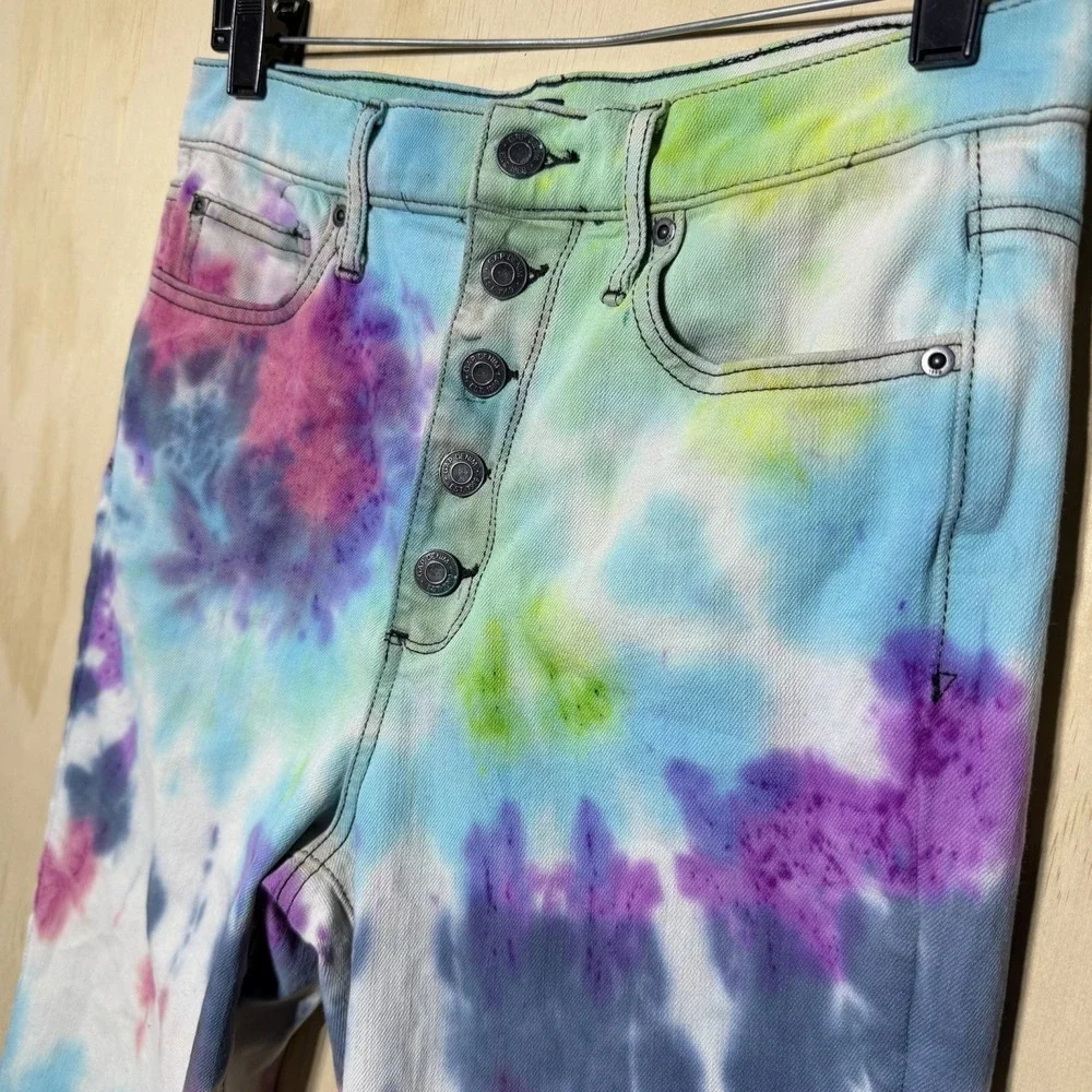 Gap Tie Dye Jeans Womens‎ 28T True Skinny High Rise Raw Hem Stretch Unique
